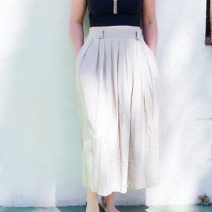 Tan Pleated Midi Skirt